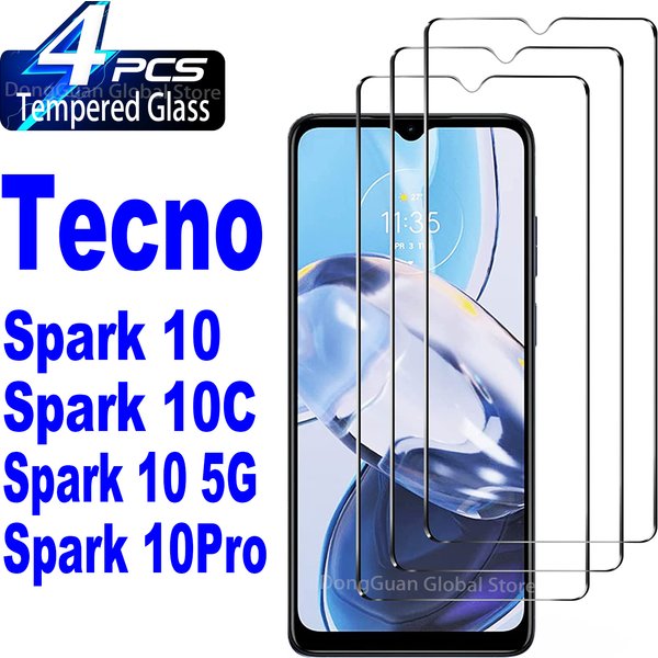 2/4 Stück Panzerglas für Tecno Spark 10 5G Pro 10C Displayschutzfolie