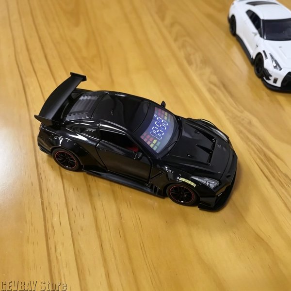 Réveil en forme de supercar en alliage avec fonction de simulation de son d'échappement, porte pivotante et lumières activables