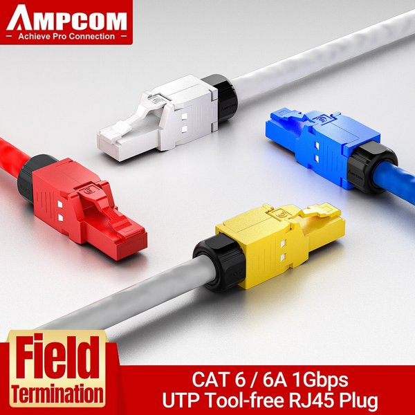 AMPCOM-Connecteurs modulaires RJ45 Cat6 CatsnapUTP Stecker, connecteur de réseau Donless, fiches Ethernet, câble, outils Internet gratuits