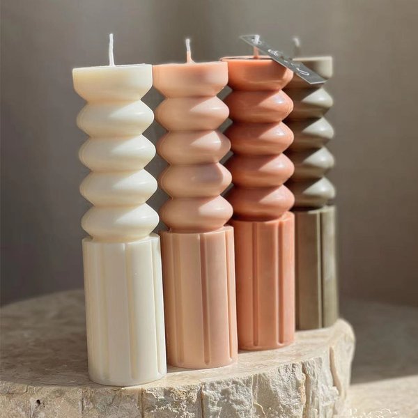 Round cake stacking cylinder candle silicone mold vertical stripe cylinder regular geometry candle silicone mold Acrylic PC mold