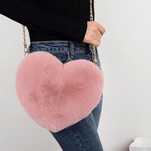 Sac à bandoulière en peluche avec chaîne, sac en forme de cœur de pêche, cadeau d'anniversaire de saint-valentin, sac à main Bestie, sacs à main et sacs à main