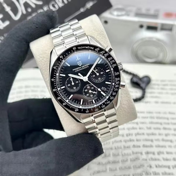 PAGANI DESIGN 500 Tachometer-Kreis Sport Chronograph AR Saphir Japanisches Uhrwerk Luxus Herrenuhr 316L Vollstahl Leuchtende Männeruhr