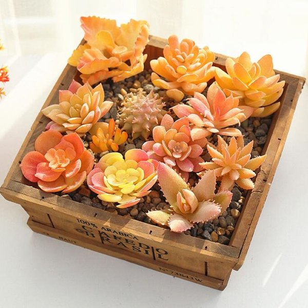 Gelb Beflockung Künstliche Sukkulenten Pflanzen Desktop Tisch Schlafzimmer Büro Mini Bonsai Ornament Gefälschte Hause Garten Dekoration 20pc