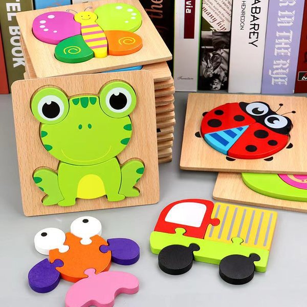Gute Qualität 3D Holz Puzzle für Kinder Cartoon Tier Puzzles Intelligenz Kinder Frühe Pädagogische Kognitive Spielzeug