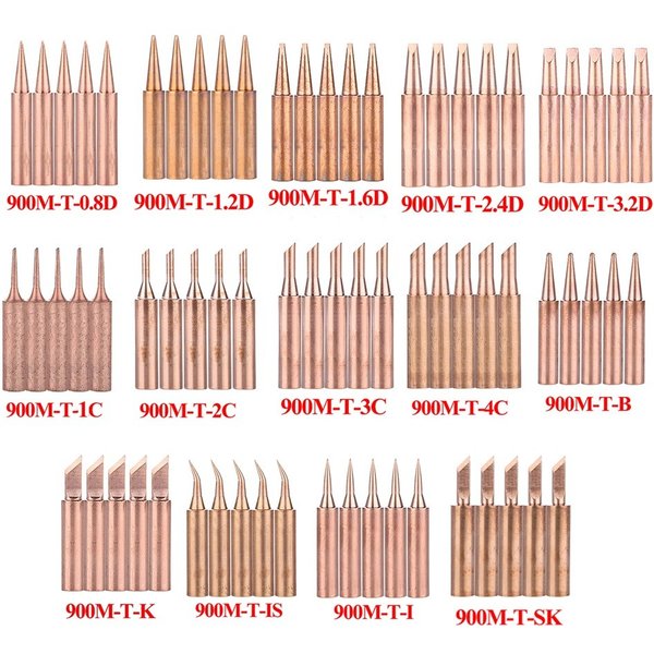 5pcs 900M-T Copper Soldering Iron Tips Lead-Free Welding Solder Tip BGA Soldering Tools Branding Iron933.907.951