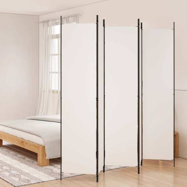 Cloison de séparation 5 panneaux Blanche 250x220 cm en Tissu, Paravent 5 panneaux en tissu blanc pour l'intimité et la séparation d'espace