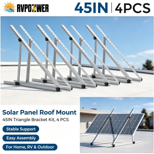 RVPOZWER 114CM (45IN) Verstellbare Solarpanel-Neigungshalterungen, faltbarer, robuster Aluminium-Stützrahmen für Wohnmobil-, Camper-, Dach- und Boot-Solarpaneele