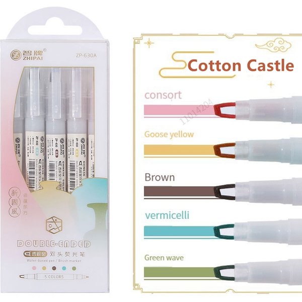 ZhiPai 5 Stück/Set Textmarker mit doppelter Spitze, Kawaii, farbige Manga-Marker, Pastellfarben, Scrapbooking, japanisches Schreibwaren-Schulmaterial