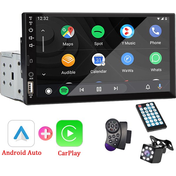 7“ Car Radio 1 Din Carplay Android Auto Multimedia Player HD Touch Screen FM AUX Input Bluetooth MirrorLink Universal Autoradio