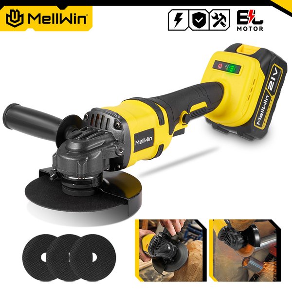 MELLWIN 125 MM Bürstenlosen Elektrischen Winkel Grinder M14 Cordless Metall Holz Schleifen Polieren Schneiden Werkzeug Für Makita 18V Batterie pin