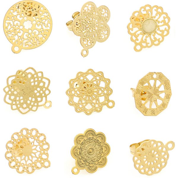 10 Stück Blumen-Ohrstecker mit Schleife, modische Ohrring-Basisverbinder, Ohrring-Nadelpfosten-Stopper für die DIY-Schmuckherstellung