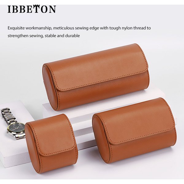 IBBETON Uhrentasche 1 2 3 Fächer Luxuriöse Echte Tragbare Vintage Leder Roll-Uhrenaufbewahrungsbox Reise-Uhrenetui Geschenk-Uhrenbeutel