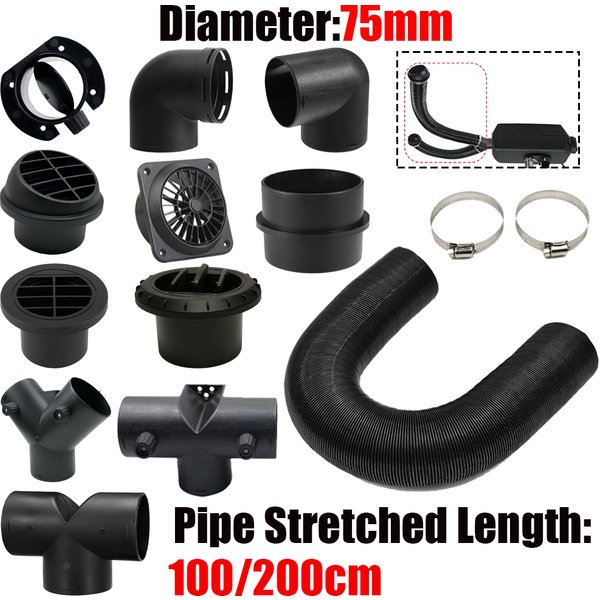 Tuyau de Conduite d'Air de Chauffage Diesel de 75 mm de Diamètre, 1/2 M de Longueur, Tuyau de Sortie, Connecteur d'Échappement pour Webasto Eberspaecher