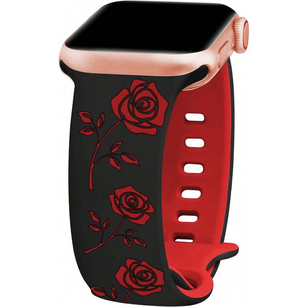 Elegante et hübsche Rosen pour Apple Watch Armband 46mm 41mm 40mm 44mm 45mm 42mm 49mm Silikon Sport iWatch Series11 10 SE 9 8 Ultra2