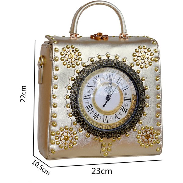 Ladies' summer new fashion clock shaped crossbody bag personalized retro small square bag versatile light luxury rivet handbag