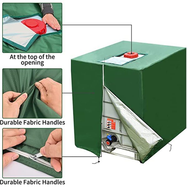 Neue grüne 1000L IBC Tank Cover Container Aluminium wasserdichte und staubdichte Abdeckung Regenwassertank Oxford Tuch UV-Schutzabdeckung