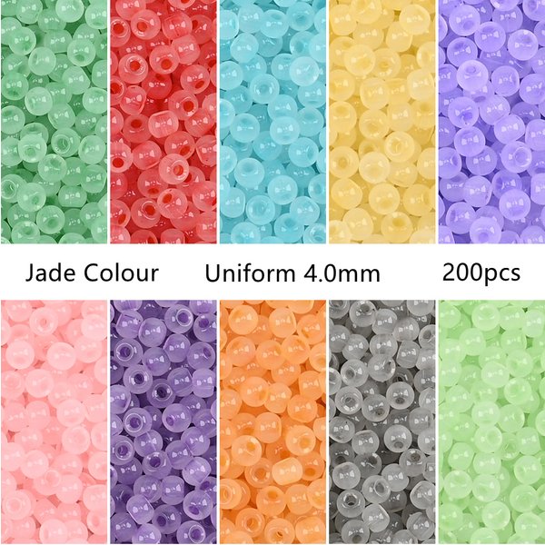 200 Stück 4 mm Nachahmung Jade Glas tschechische Perlen 6/0 glatte Handwerksperlen für DIY Schmuckherstellung Charm Armband Halskette Zubehör