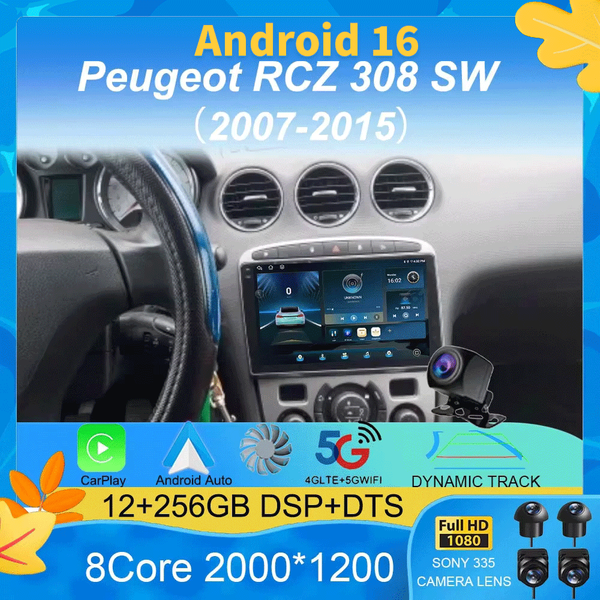 Radio samochodowe Android 16 do Peugeot RCZ 308 SW 2007-2015 408 2012-2020 2DIN Nawigacja Multimedialna GPS Carplay Auto Head Unit WIFI