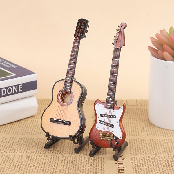 Puppenhaus Gitarre Miniatur Musikinstrument Ornament Puppenhaus Modell Geschenk für Kinder Foto Requisiten Haus Modell