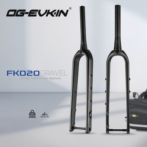 Fourche de vélo gravel en fibre de carbone OG-EVKIN FK-020, fourche avant de vélo conique, noir mat, 700C X 55C, axe traversant 12x100mm