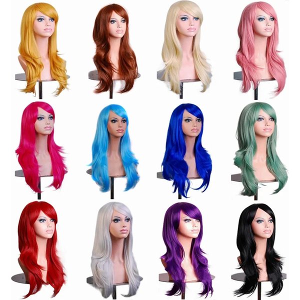 Peruk – perruque de Cosplay synthétique bouclée longue rose de 70cm, postiche grise rose blonde pour femmes noires