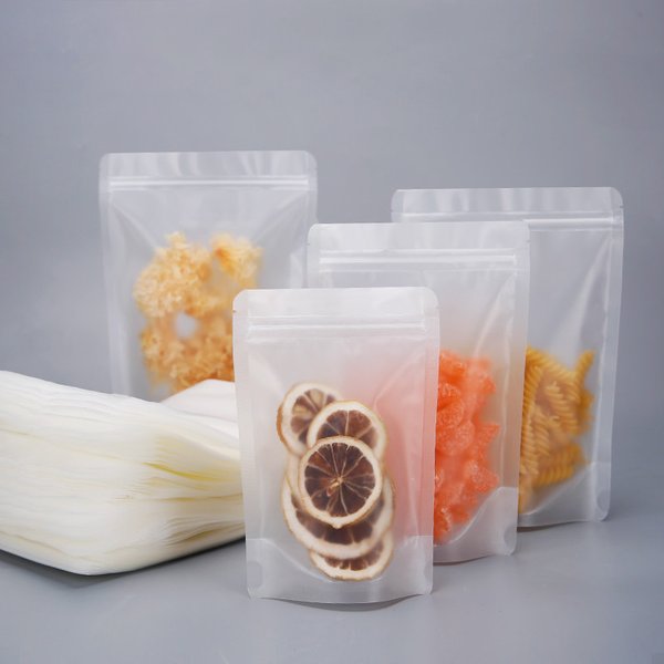 100 Stück 0,2 mm dicke, mattierte Standbeutel für Lebensmittelverpackungen, Snack-Aufbewahrung, Organizer für kleine Gegenstände, Zip-Lock-Beutel