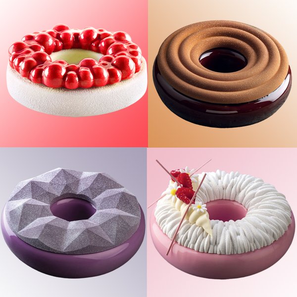 Meibum Mousse moules 4 Types anneau circulaire ustensiles de cuisson ensemble Silicone gâteau moules gâteau décoration outils cuisine Dessert plat de cuisson