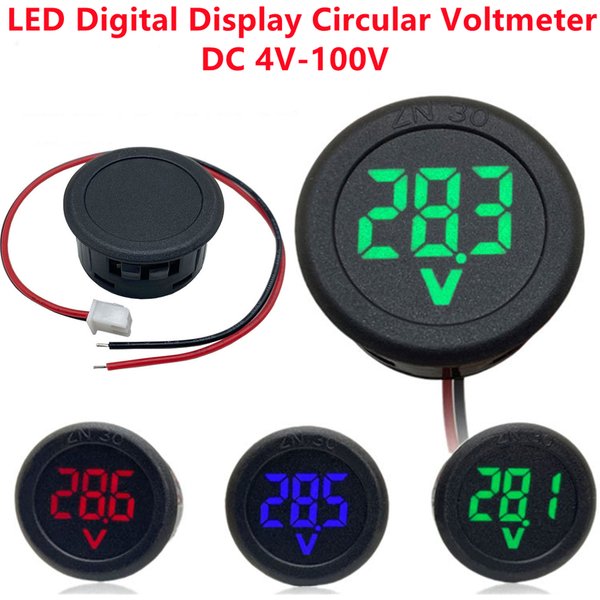 DC 4-100V LED-Digital anzeige Runde Zweidraht-Voltmeter DC Digital Auto Spannung Strom messer Volt Detektor Tester Monitor Panel