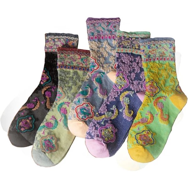 5 Pair Korean Style Women Socks Harajuku Ladies Winter Socks Set Kawaii Flower Print Fashion Streetwear Cute High Quality