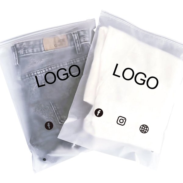 Sac en plastique à fermeture éclair avec logo personnalisé, respectueux de l'environnement, recyclable transparent, emballage de vêtements, expédition