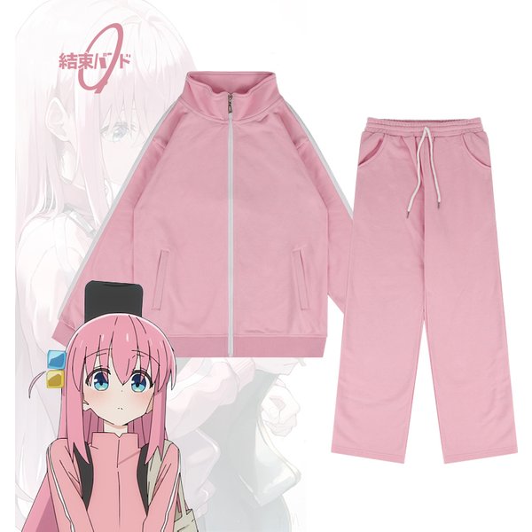BOCCHI LE ROCK! Costume de Cosplay Anime GotChaînes Hitori, Pull Rose à Fermeture Éclair, Haut et Pantalon, Uniforme Sв, Ensemble de Vêtements de dehors, 03