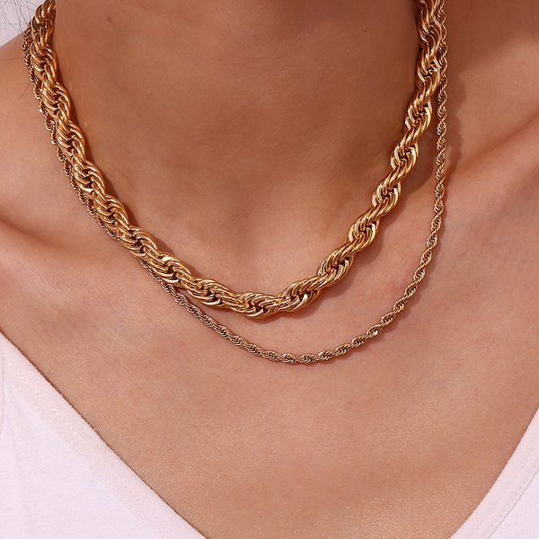 Colliers ras du cou en corde torsadée pour femmes, couleur or, minimaliste, basique, Style de rue, bijoux en acier inoxydable, collier en or