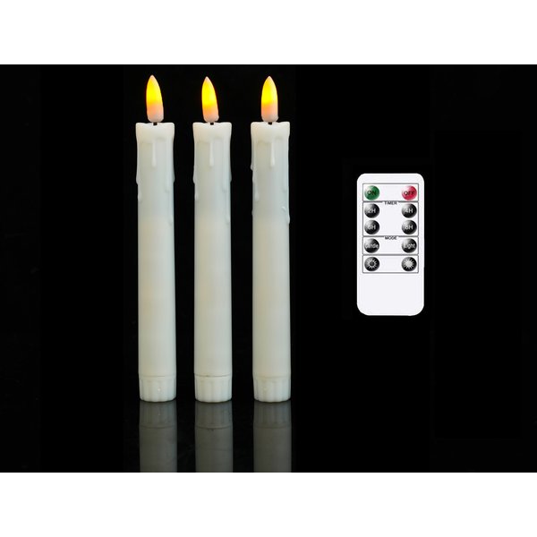 7 Inch Pack of 3 Remote Control LED Decorative Candle Light,Battery Operated Flameless Electronic Wedding Candles With Timer