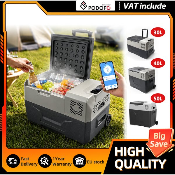 Réfrigérateur de voiture portable Podofo 35L 45L 55L, glacière à compresseur, 12V 24V DC 110 240V, pour camping, maison, cuisine, garages
