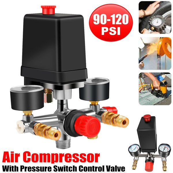 90-120PSI compresseur d'air pressostat collecteur régulateur jauges compresseur d'air pressostat contrôle 220-380V aluminium