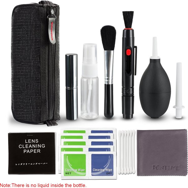 Kit de nettoyage d'appareil photo professionnel, Kit de nettoyage d'objectif avec souffleur d'air, stylo de nettoyage, chiffon de nettoyage pour la plupart des appareils photo, téléphones portables et