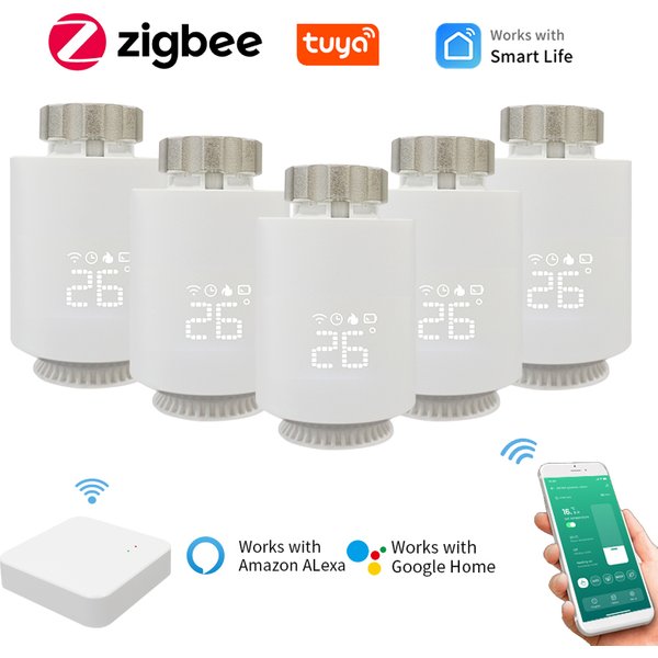 Tuya Smart ZigBee 3.0 termostat siłownik grzejnika inteligentny zawór termostatyczny TRV regulator temperatury wsparcie Alexa Google Home