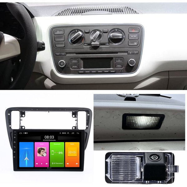Autoradio Android 9 pouces avec Navigation GPS Bluetooth Carpaly + caméra de recul HD pour Skoda citigo e-citigo/Seat Mii e-Mii KE KF