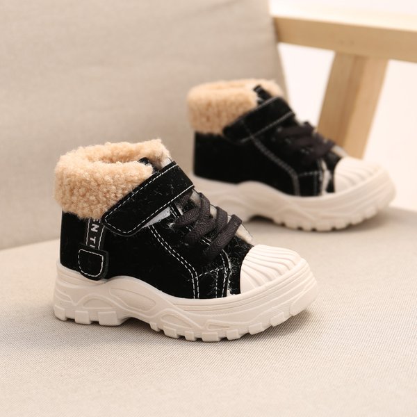 Bottes chaudes pour enfants, chaussures courtes imperméables en coton et velours épais pour garçons et filles, nouvelle collection hiver 2021
