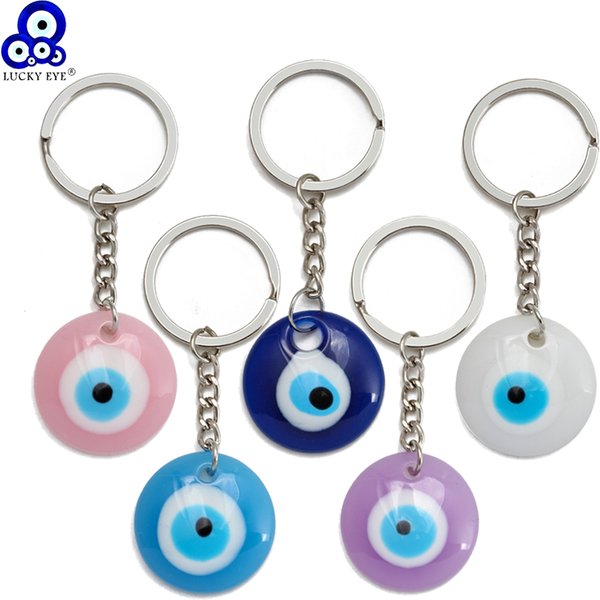 Lucky Eye Plastic Turkish Evil Eye Keychain Cute Alloy Key Chain Bag Car Keyring for Women Men llavero porte clé מחזיק מפתחות