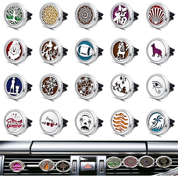 Refillable Car Air Freshener Smell Perfume Diffuser Clip Auto Vent Essential Oil Stainless Steel Locket Interior Accessories
