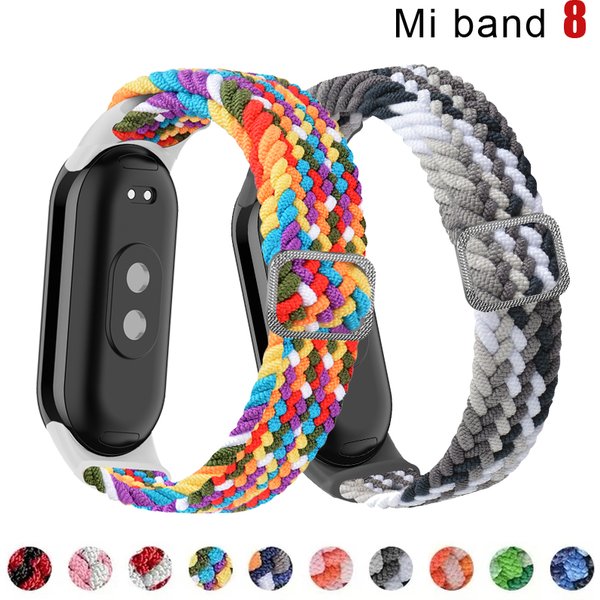 Braided Strap for Xiaomi Mi Band 8 Elastic Nylon Solo Loop Adjustable Watchbands Replacement correa bracelet for Miband 8 NFC