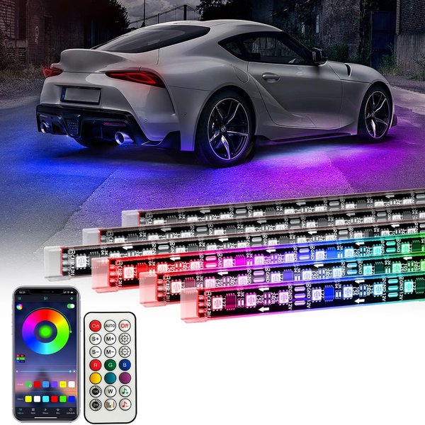 Bande lumineuse LED RGB Flexible pour voiture, 12V, lumière ambiante sous le corps, avec contrôle par application, néon, lampes d'ambiance décoratives automobiles