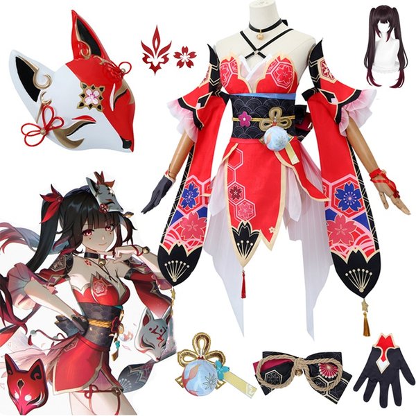 Honkai Star Rail Sparkle Cosplay Kostüm Komplettset Maske Perücke Frauen Rollenspiel Outfit Halloween Karneval Kleid für Honkai Star Rail
