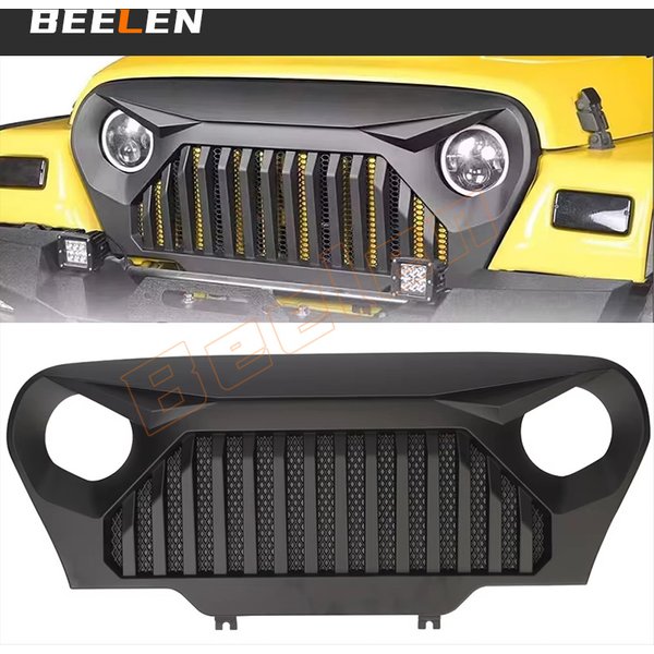 Grille avant noire mate en ABS pour Jeep Wrangler TJ Vader Gladiator 1997-2006 J282 Accessoires de voiture extérieurs