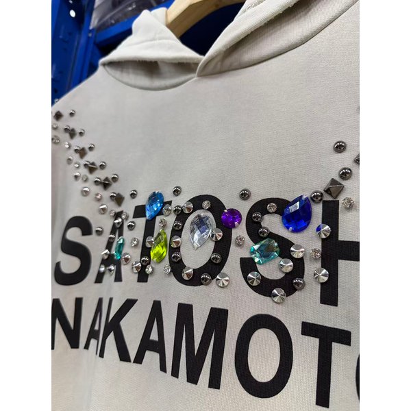 Sweat-shirt à capuche unisexe Satoshi orné de clous et de cristaux, noir délavé rétro, coupe oversize, style streetwear automne