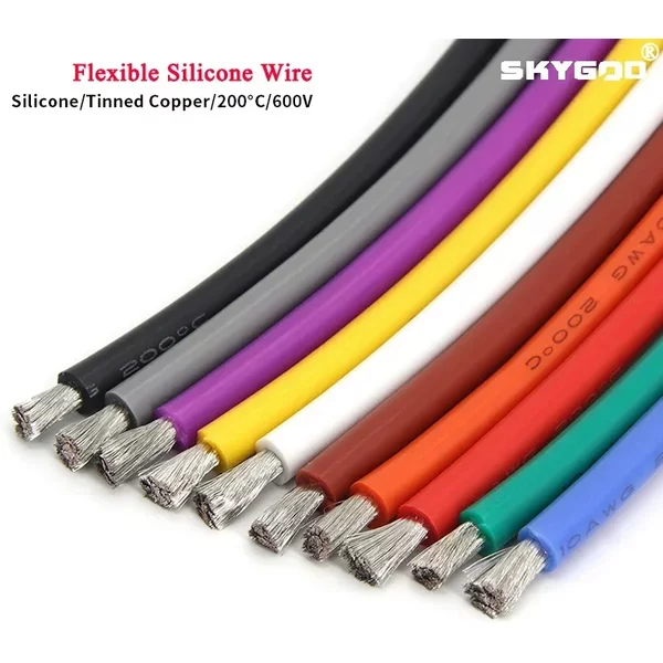 1/5/10 m weiches Silikonkabel, 26, 24, 22, 20, 18, 16, 14, 12, 10, 8, 6, 4, 2 AWG, Autobatterie, Kfz-Verkabelung, hitzebeständige elektrische Drähte