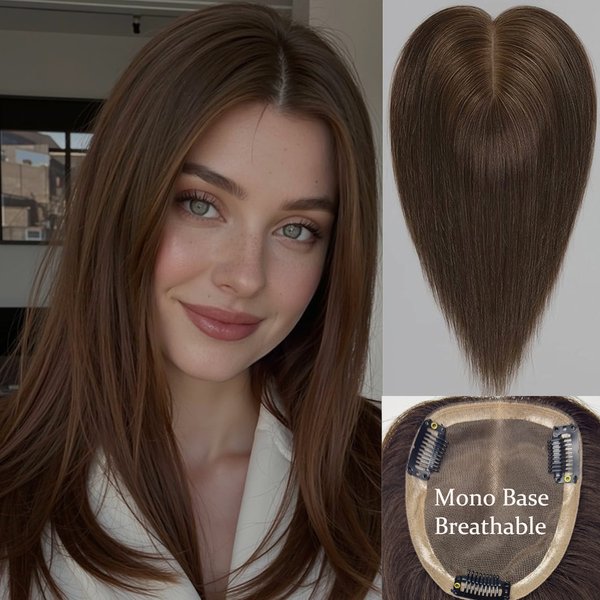 Décorations de cheveux durables 100% cheveux humains, Clips de Base fins Mono & Pu sur système de postiches respirants couvrant les cheveux grisâtre ou amincissants