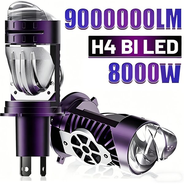 8000W H4/9003/HB2 LED-Scheinwerferbirne mit Projektorlinse, Canbus, Superhelle LED 9.000.000LM 6000K Fern-/Abblendlicht für Auto & Motorrad