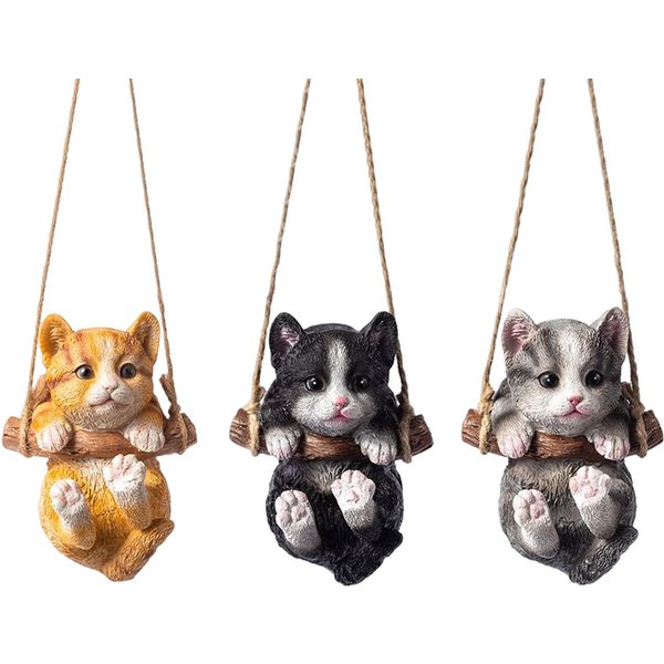 Statue de chat mignon pour chambre à coucher, figurine d'animal de jardin, décor intérieur